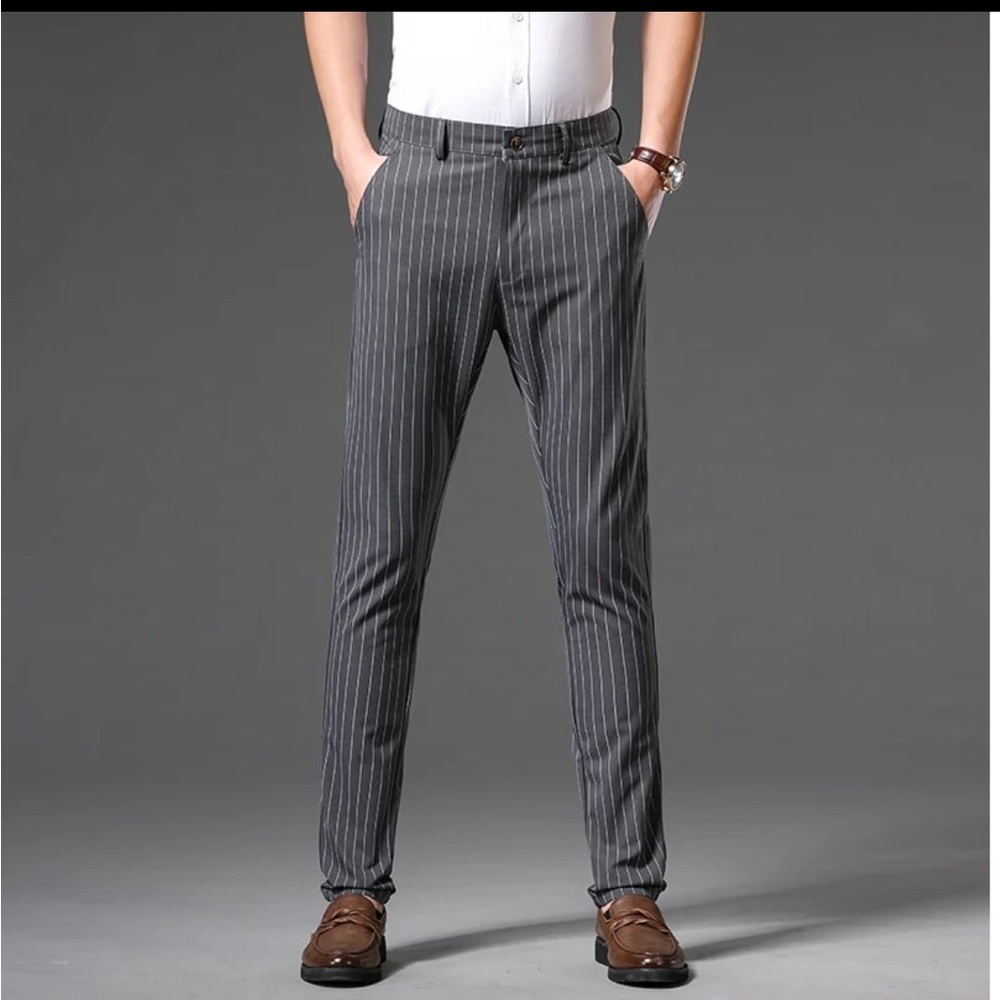 WEST LOUIS™ STRIPE FORMAL BUSINESS OFFICE TROUSERS